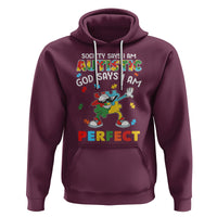 Autism Awareness Hoodie Society Says I'm Autistic God Says I'm Perfect Puzzle Dabbing - Wonder Print Shop