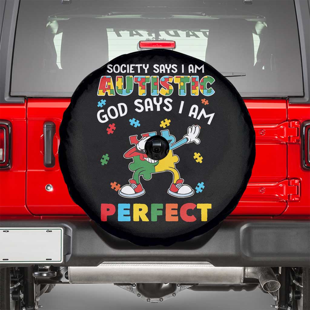 Autism Awareness Spare Tire Cover Society Says I'm Autistic God Says I'm Perfect Puzzle Dabbing