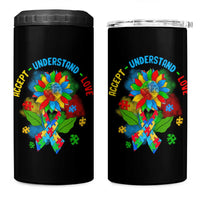 Autism Awareness 4 in 1 Can Cooler Tumbler Accept Understand Love Rainbow Puzzle Sunflower