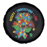 Autism Awareness Spare Tire Cover Accept Understand Love Rainbow Puzzle Sunflower