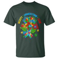 Autism Awareness T Shirt Accept Understand Love Rainbow Puzzle Sunflower - Wonder Print Shop