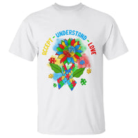 Autism Awareness T Shirt Accept Understand Love Rainbow Puzzle Sunflower - Wonder Print Shop