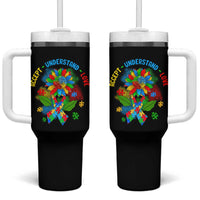 Autism Awareness Tumbler With Handle Accept Understand Love Rainbow Puzzle Sunflower