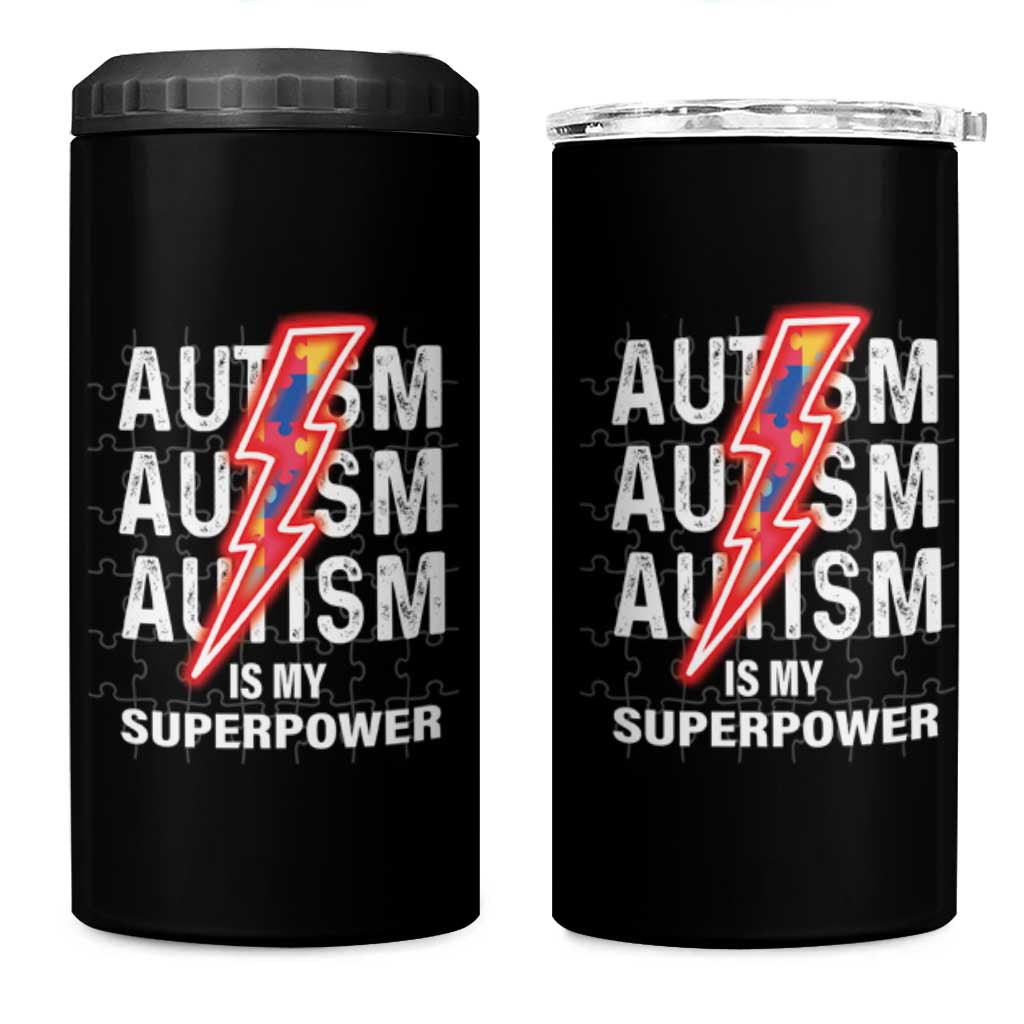 Autistic 4 in 1 Can Cooler Tumbler Autism Is My Super Power Brain Superhero
