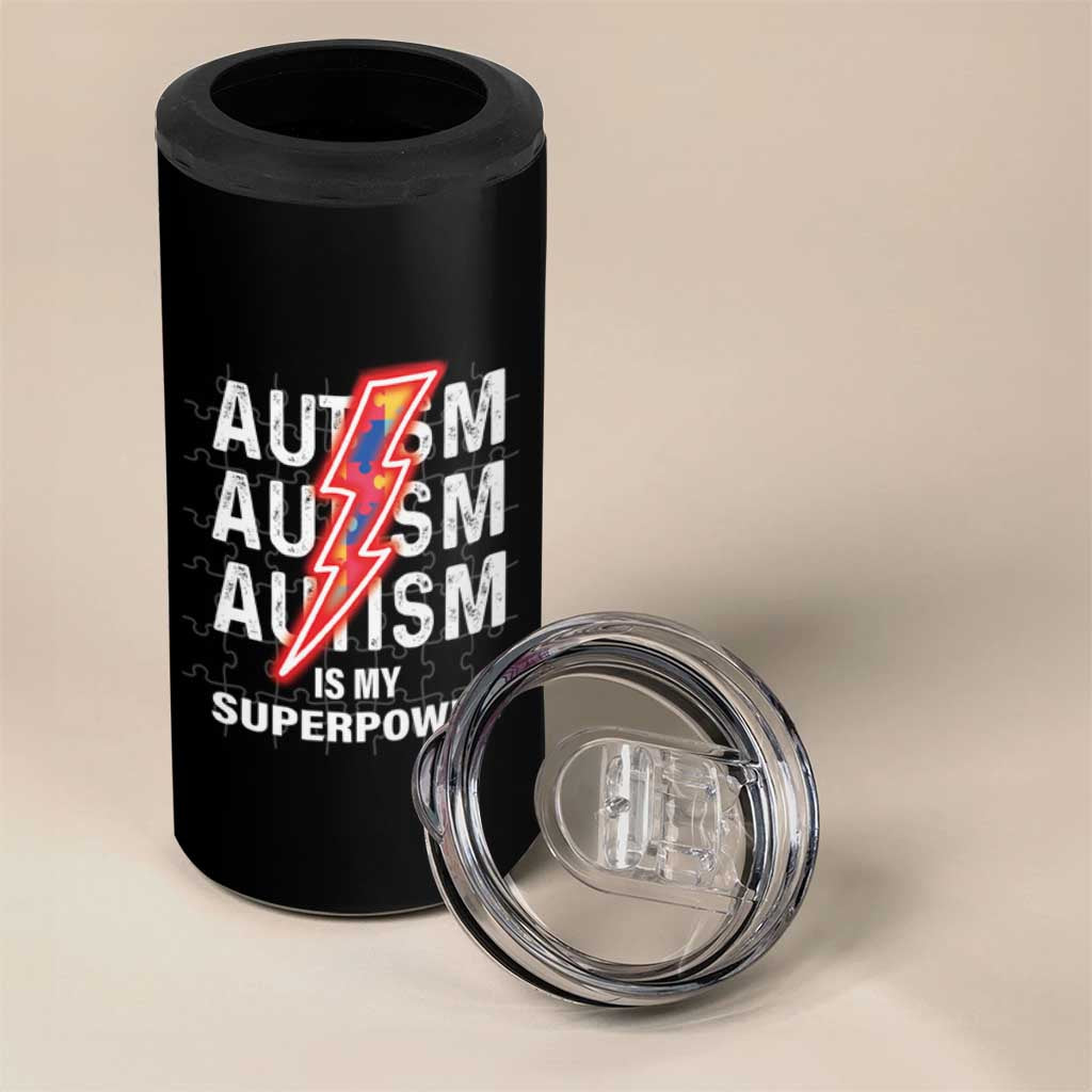 Autistic 4 in 1 Can Cooler Tumbler Autism Is My Super Power Brain Superhero