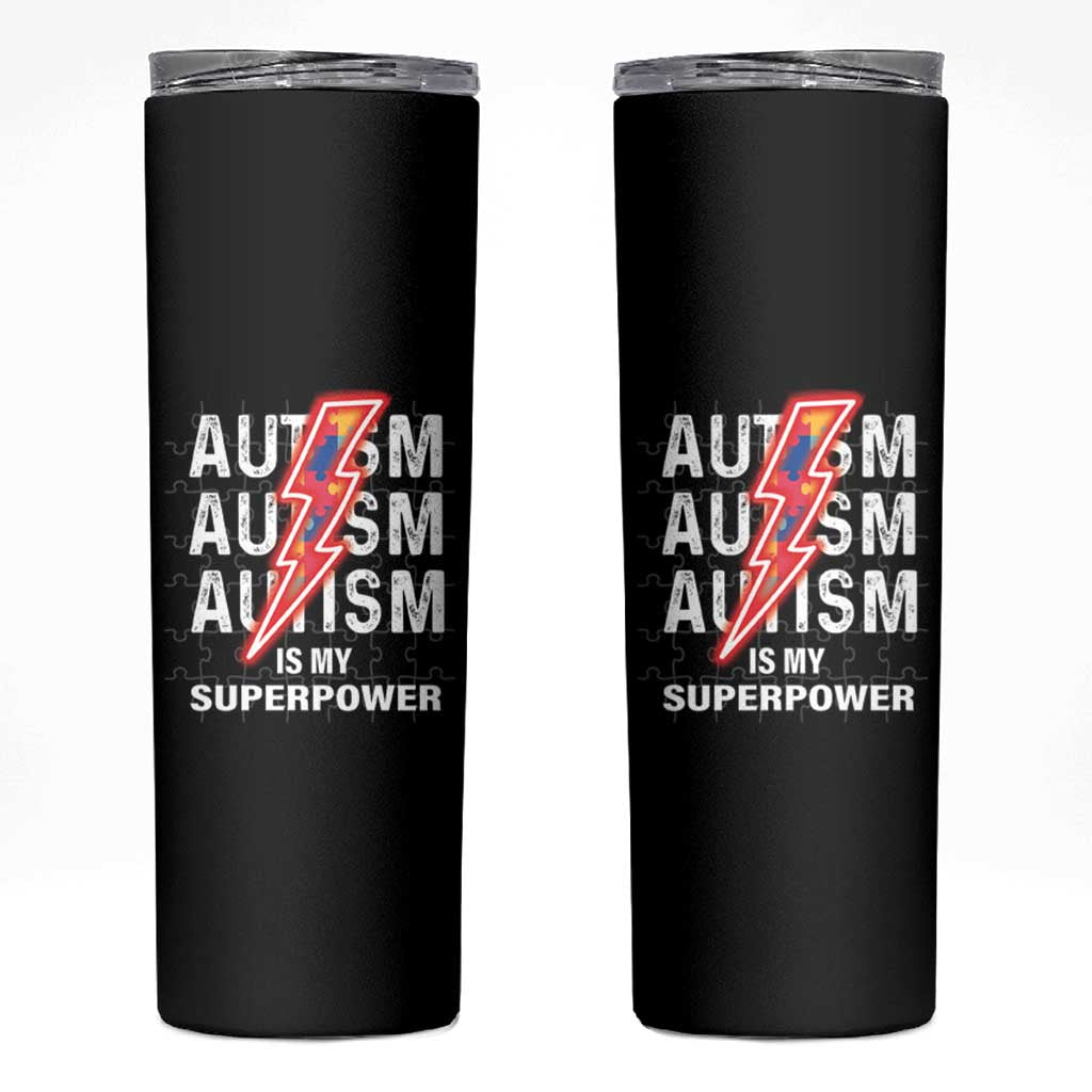 Autistic Skinny Tumbler Autism Is My Super Power Brain Superhero