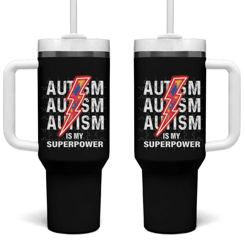 Autistic Tumbler With Handle Autism Is My Super Power Brain Superhero