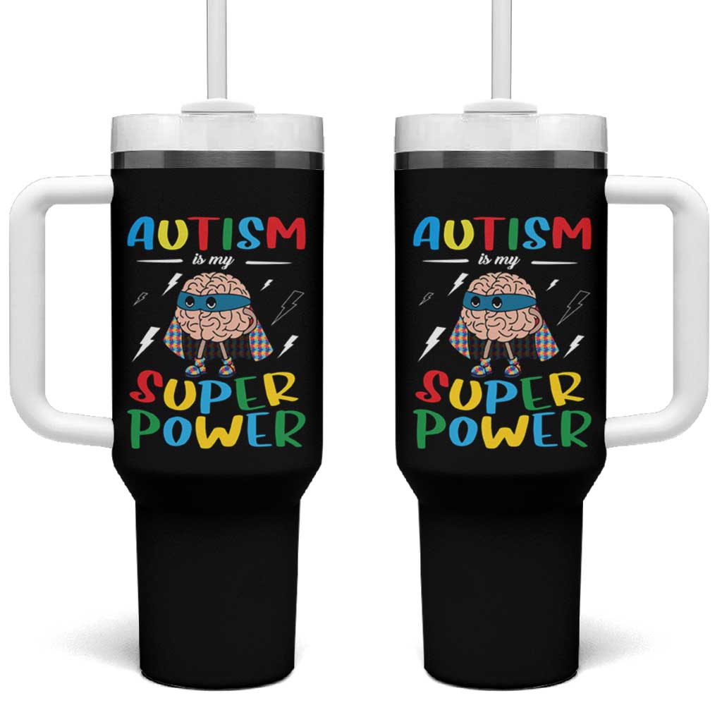 Autistic Tumbler With Handle Autism Is My Super Power Superhero