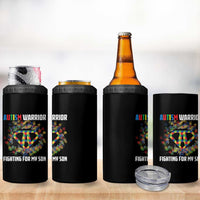 Autism Warrior Fighting For My Son Mom Dad Parents 4 in 1 Can Cooler Tumbler