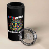 Autism Warrior Fighting For My Son Mom Dad Parents 4 in 1 Can Cooler Tumbler
