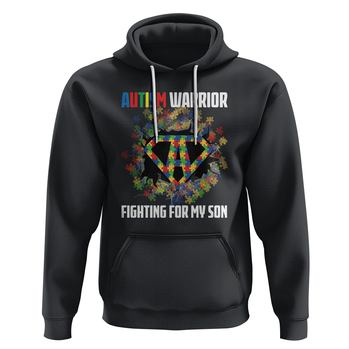 Autism Warrior Fighting For My Son Mom Dad Parents Hoodie - Wonder Print Shop