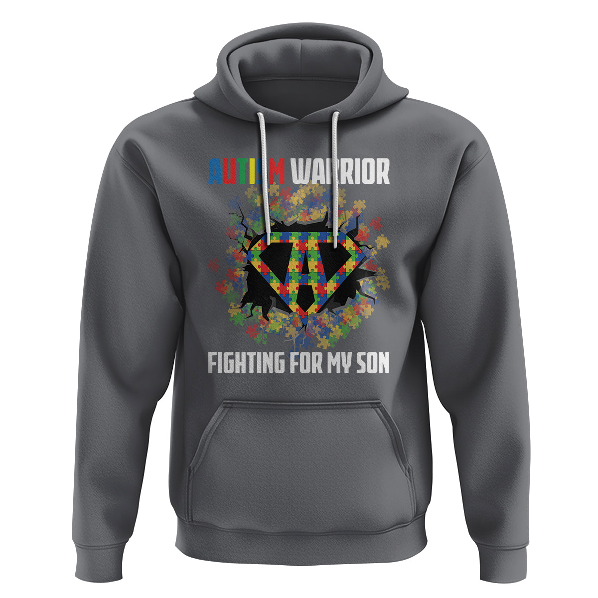 Autism Warrior Fighting For My Son Mom Dad Parents Hoodie - Wonder Print Shop