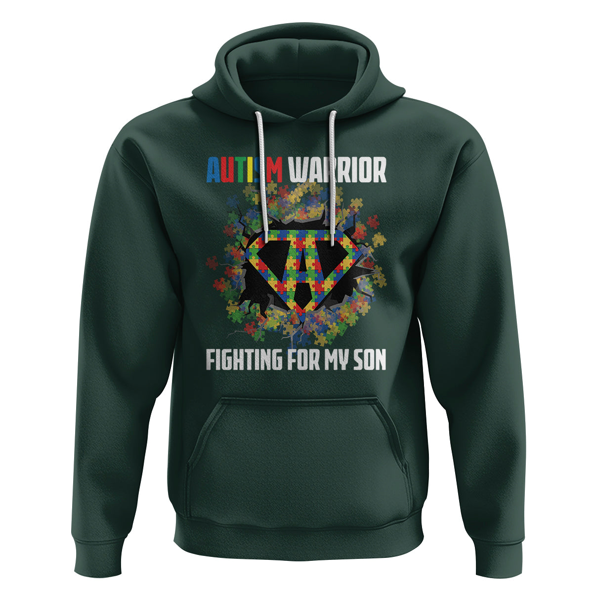 Autism Warrior Fighting For My Son Mom Dad Parents Hoodie - Wonder Print Shop