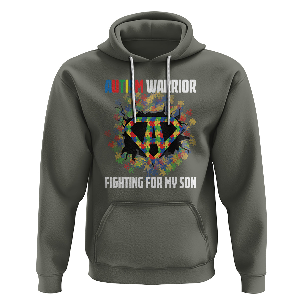Autism Warrior Fighting For My Son Mom Dad Parents Hoodie - Wonder Print Shop