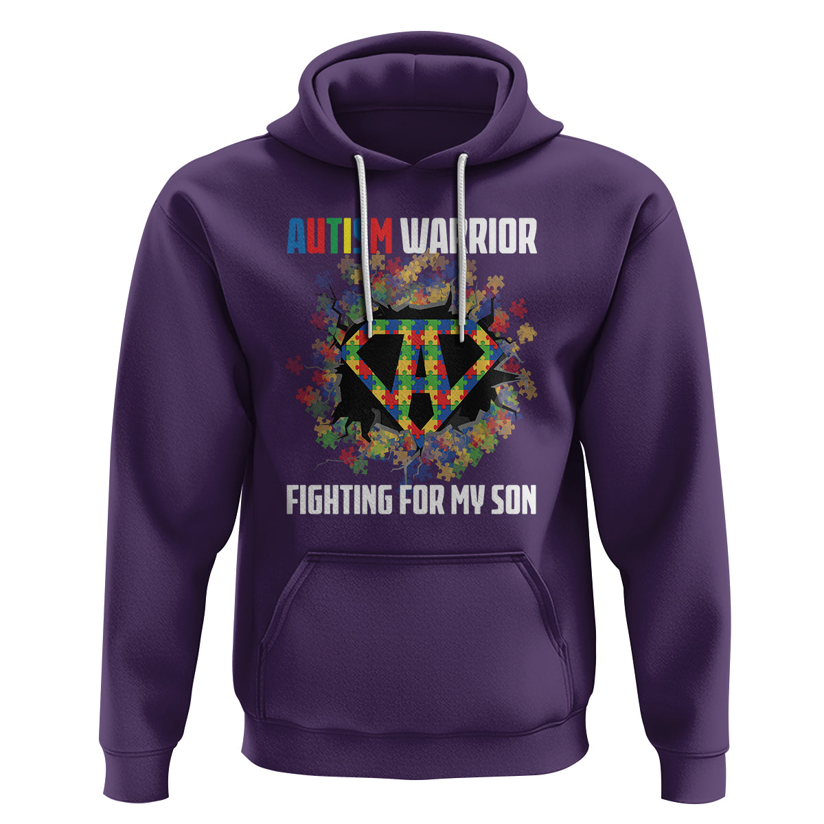 Autism Warrior Fighting For My Son Mom Dad Parents Hoodie - Wonder Print Shop