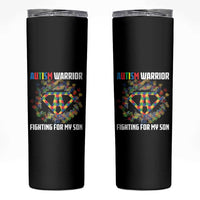 Autism Warrior Fighting For My Son Mom Dad Parents Skinny Tumbler
