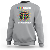 Autism Warrior Fighting For My Son Mom Dad Parents Sweatshirt - Wonder Print Shop