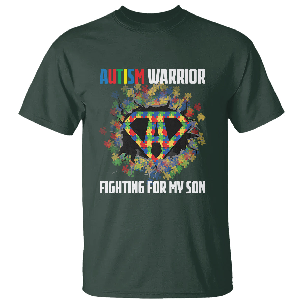 Autism Warrior Fighting For My Son Mom Dad Parents T Shirt - Wonder Print Shop
