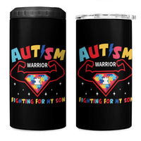 Autism Warrior Superhero Fighting For My Son Mom Dad Parents 4 in 1 Can Cooler Tumbler