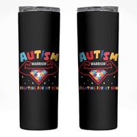 Autism Warrior Superhero Fighting For My Son Mom Dad Parents Skinny Tumbler