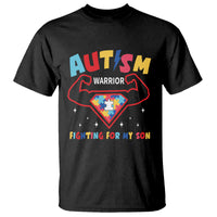 Autism Warrior Superhero Fighting For My Son Mom Dad Parents T Shirt - Wonder Print Shop