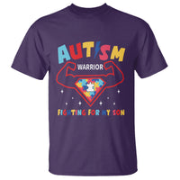 Autism Warrior Superhero Fighting For My Son Mom Dad Parents T Shirt - Wonder Print Shop