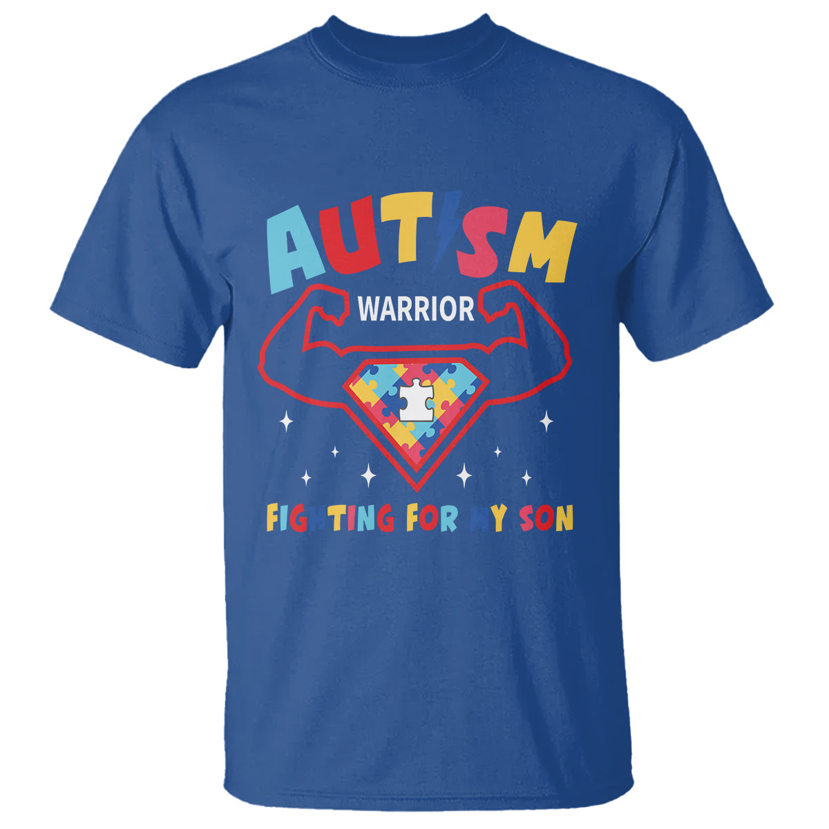 Autism Warrior Superhero Fighting For My Son Mom Dad Parents T Shirt - Wonder Print Shop