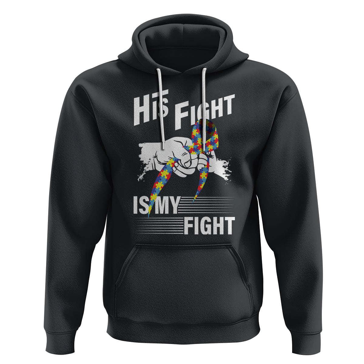 Autism Awareness Hoodie His Fight Is My Fight Dad Grandpa Support - Wonder Print Shop