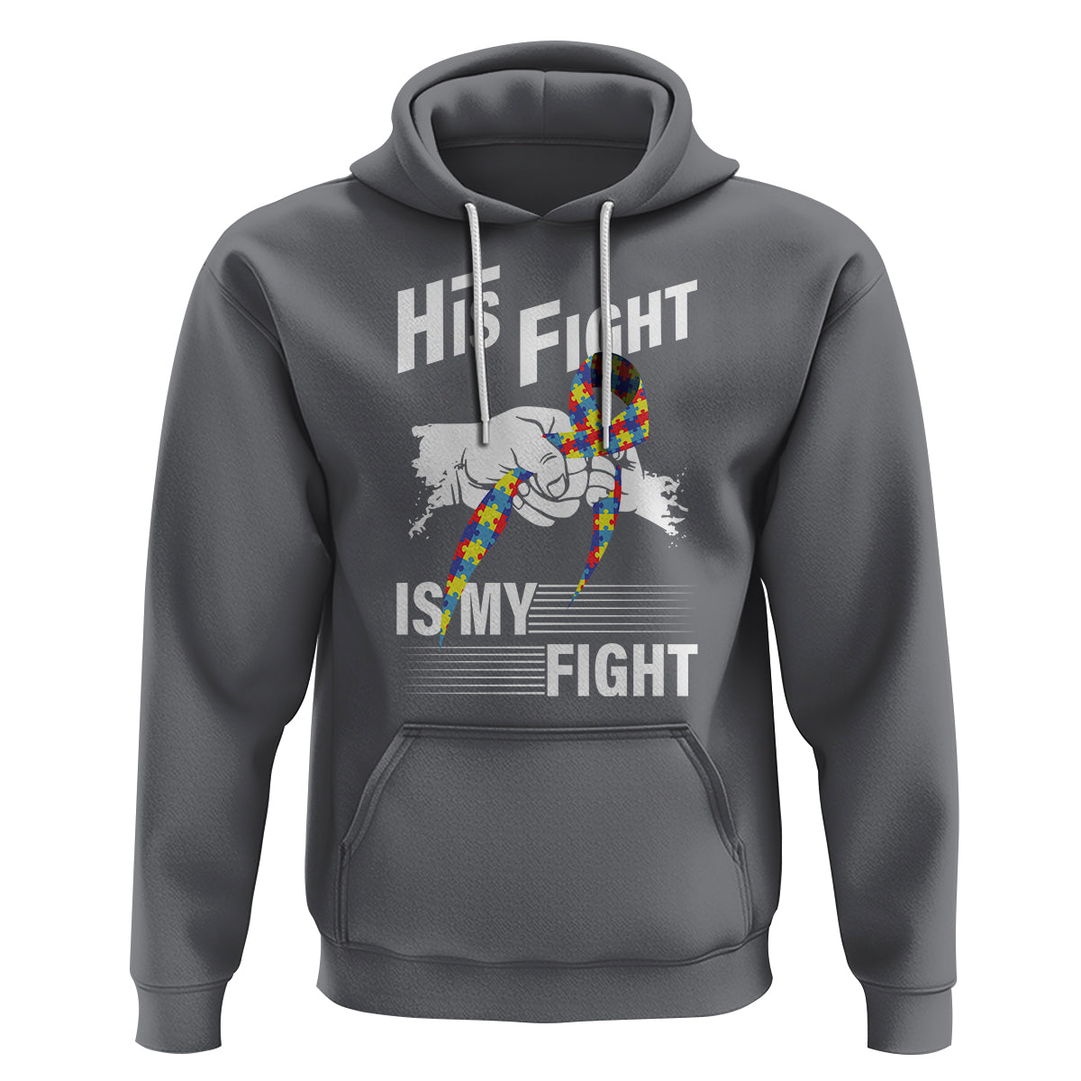 Autism Awareness Hoodie His Fight Is My Fight Dad Grandpa Support - Wonder Print Shop