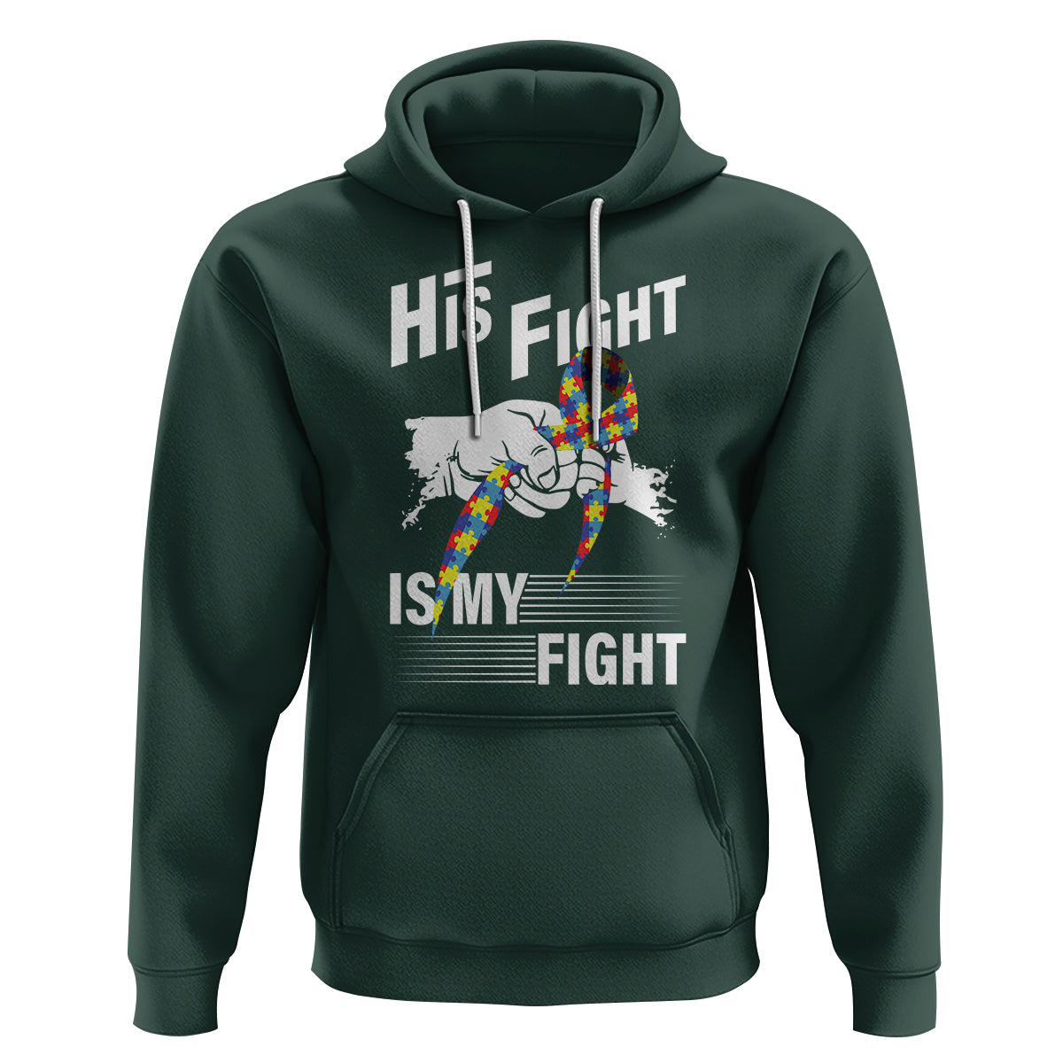 Autism Awareness Hoodie His Fight Is My Fight Dad Grandpa Support - Wonder Print Shop