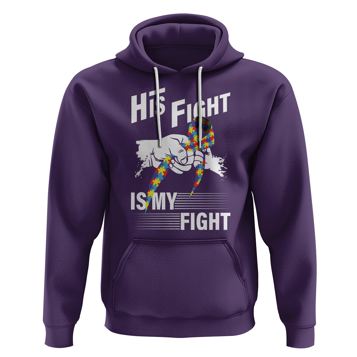 Autism Awareness Hoodie His Fight Is My Fight Dad Grandpa Support - Wonder Print Shop