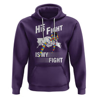 Autism Awareness Hoodie His Fight Is My Fight Dad Grandpa Support - Wonder Print Shop