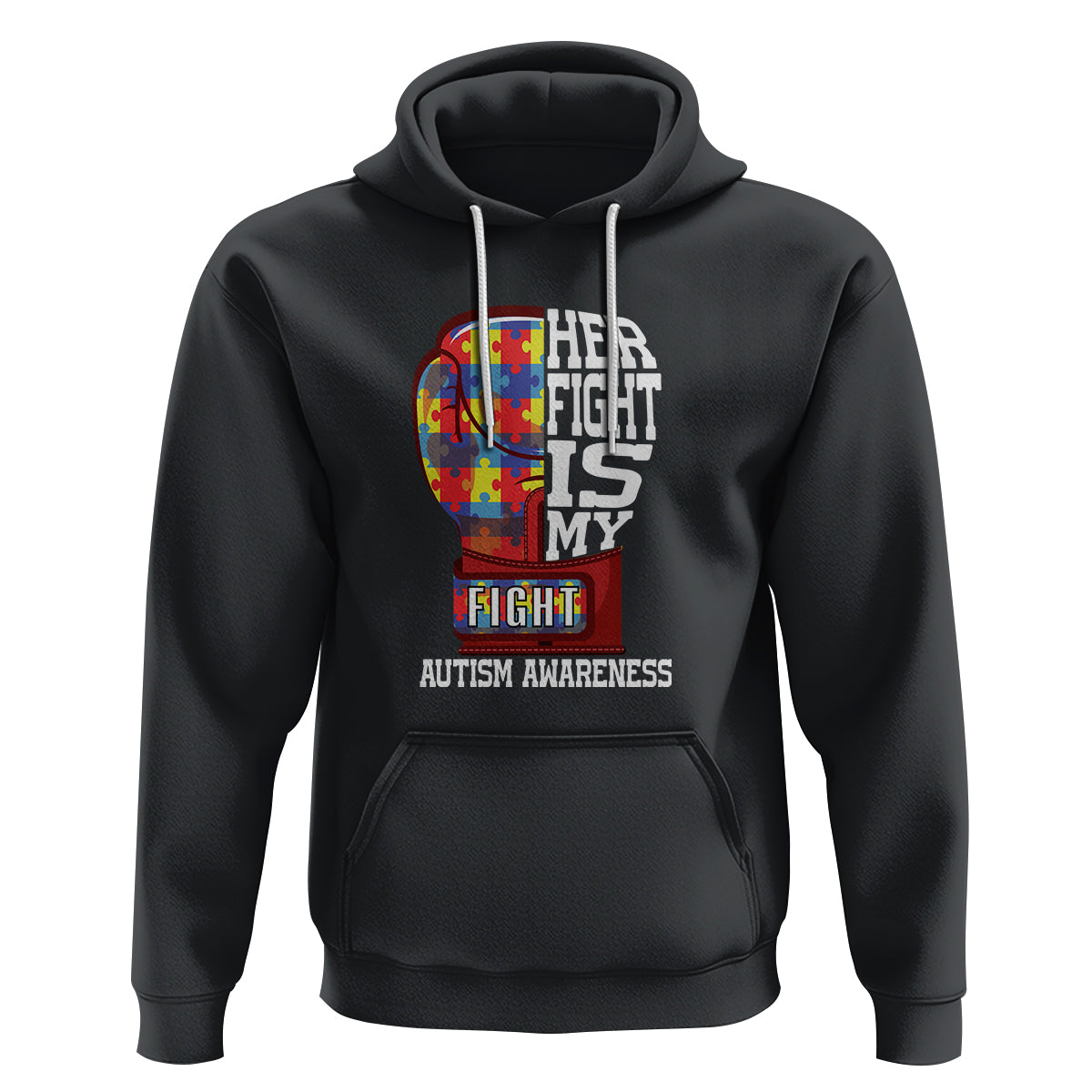 Autism Awareness Hoodie Her Fight Is My Fight Mom Dad Parents Support - Wonder Print Shop