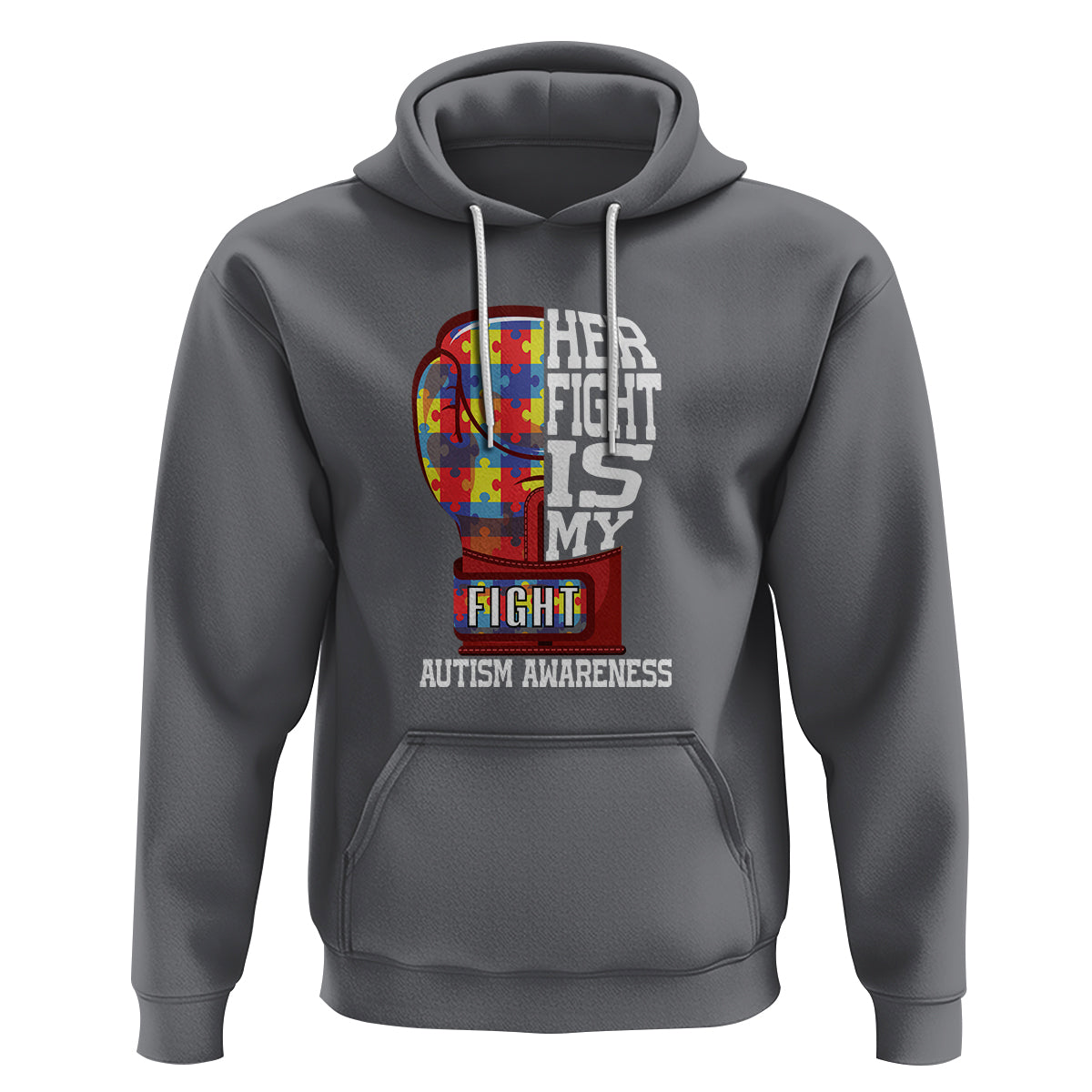 Autism Awareness Hoodie Her Fight Is My Fight Mom Dad Parents Support - Wonder Print Shop