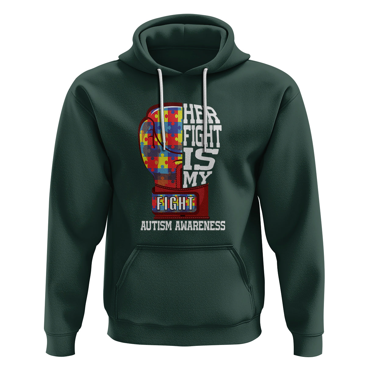 Autism Awareness Hoodie Her Fight Is My Fight Mom Dad Parents Support - Wonder Print Shop