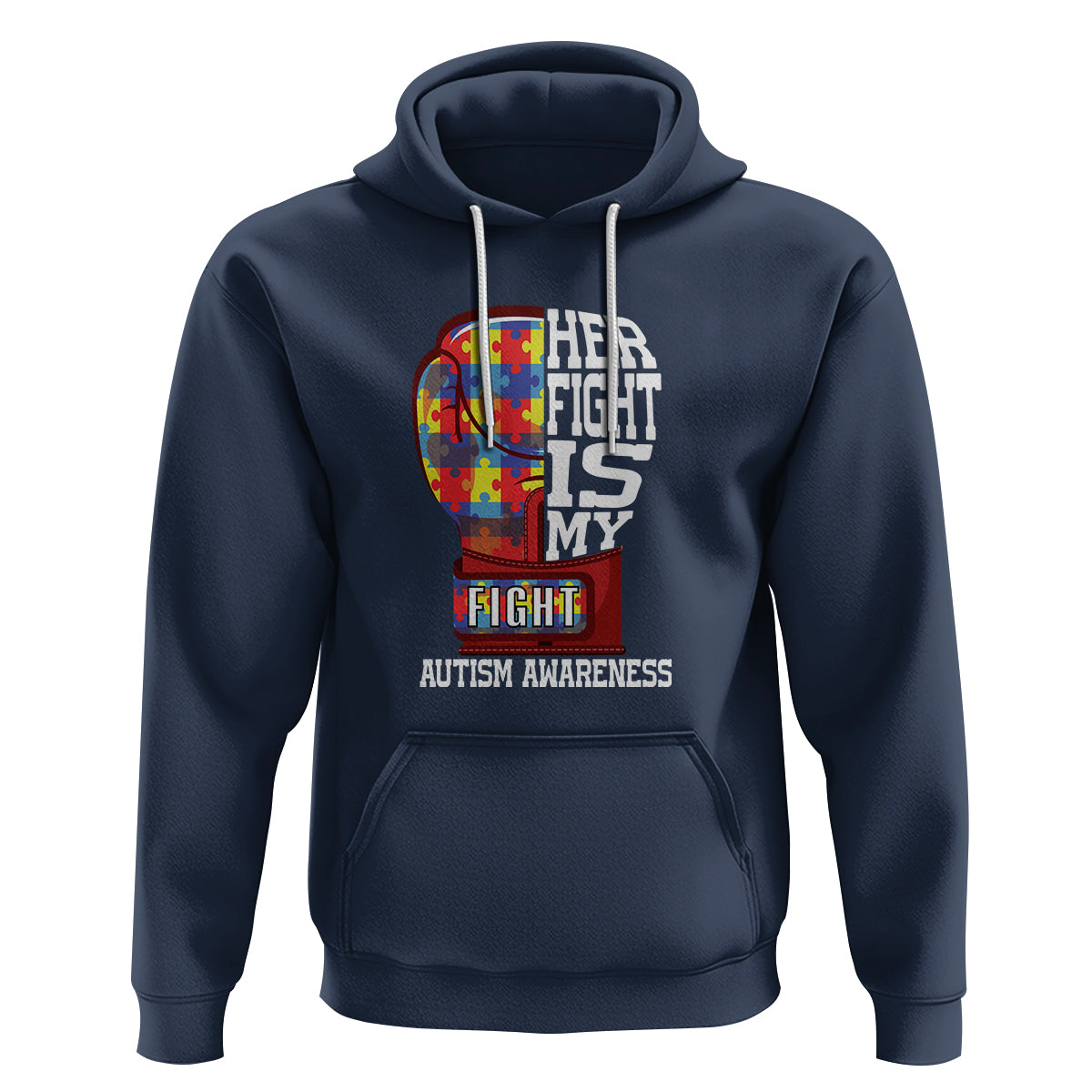 Autism Awareness Hoodie Her Fight Is My Fight Mom Dad Parents Support - Wonder Print Shop