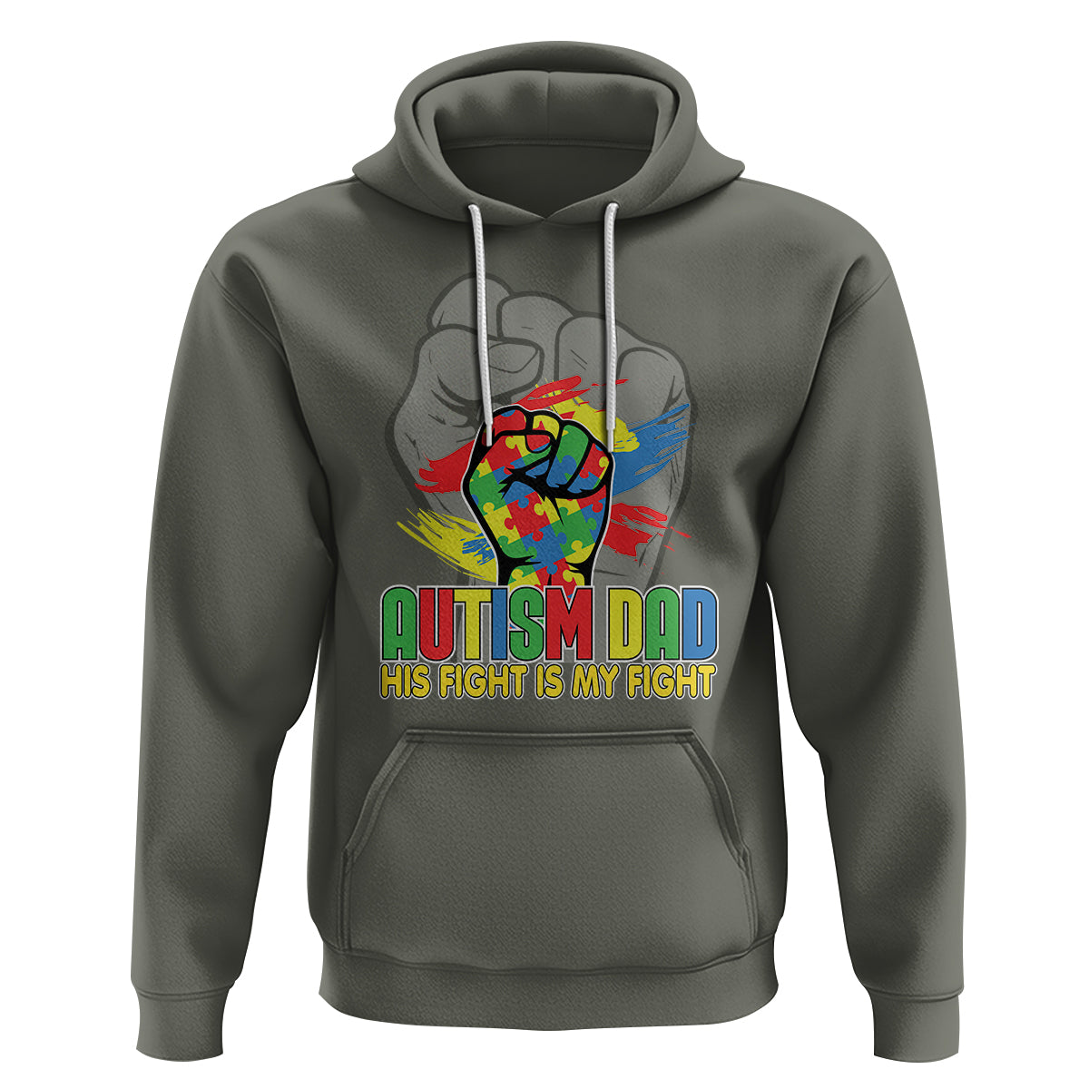 Autism Awareness Hoodie His Fight Is My Fight Dad Support - Wonder Print Shop