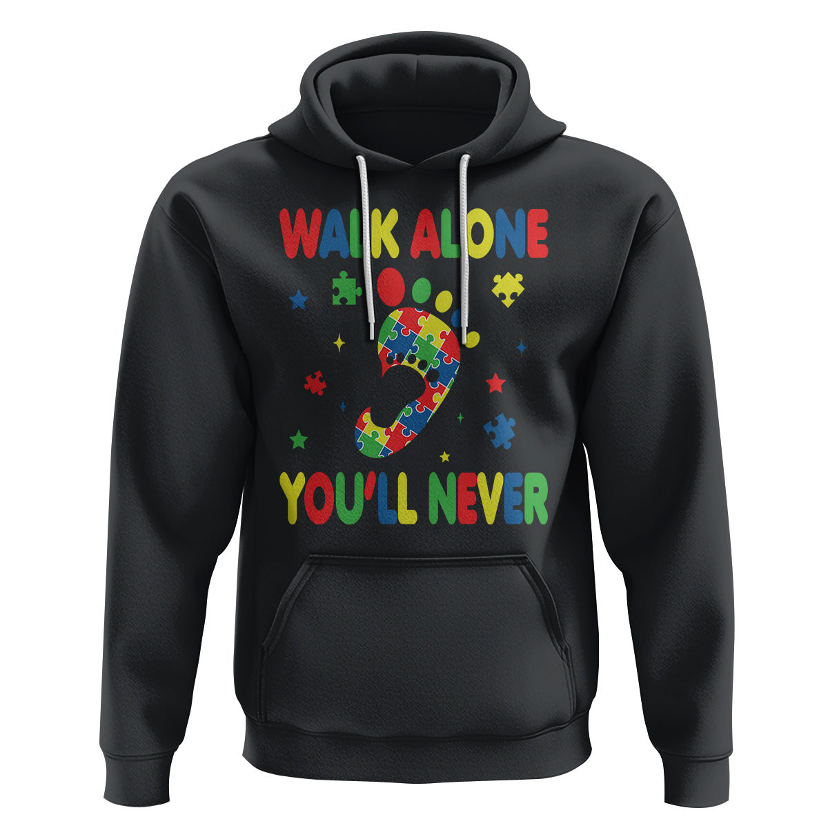 Autism Awareness Hoodie You'll Never Walk Alone Dad Mom Parents Support - Wonder Print Shop