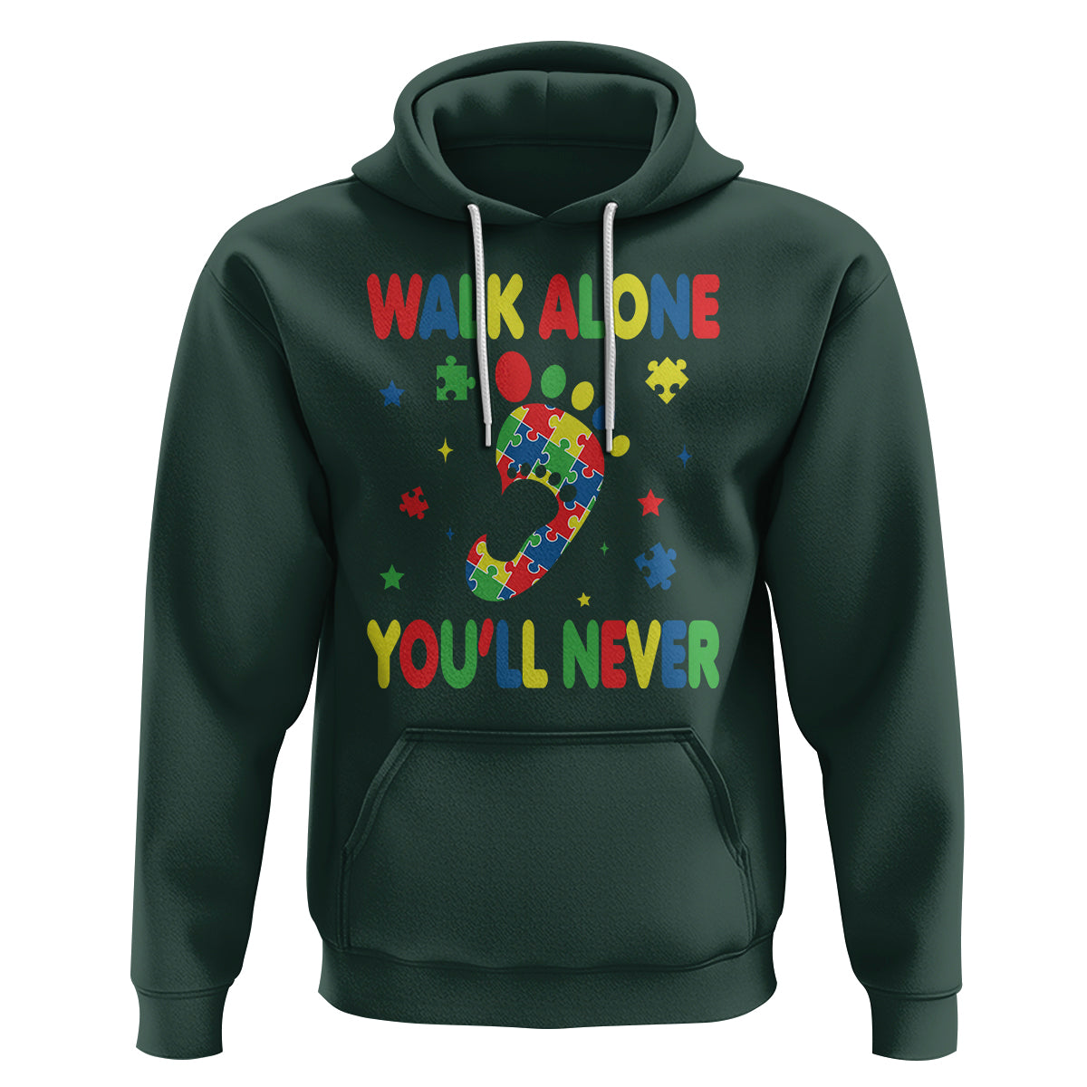 Autism Awareness Hoodie You'll Never Walk Alone Dad Mom Parents Support - Wonder Print Shop