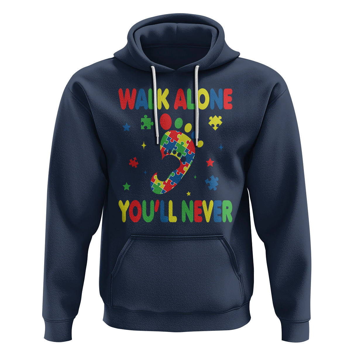 Autism Awareness Hoodie You'll Never Walk Alone Dad Mom Parents Support - Wonder Print Shop