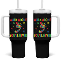 Autism Awareness Tumbler With Handle You'll Never Walk Alone Dad Mom Parents Support