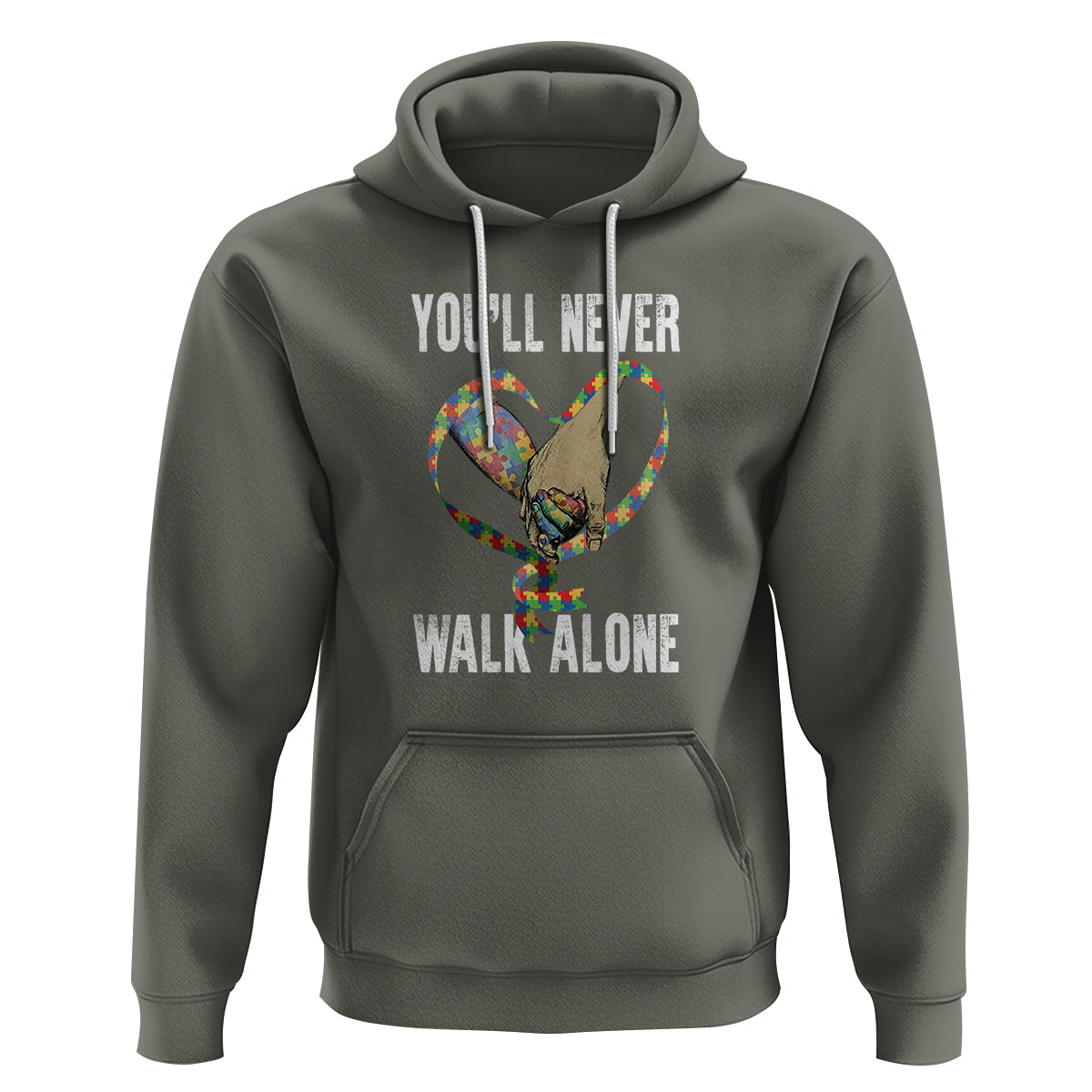 Autism Awareness Hoodie You'll Never Walk Alone Dad Support - Wonder Print Shop