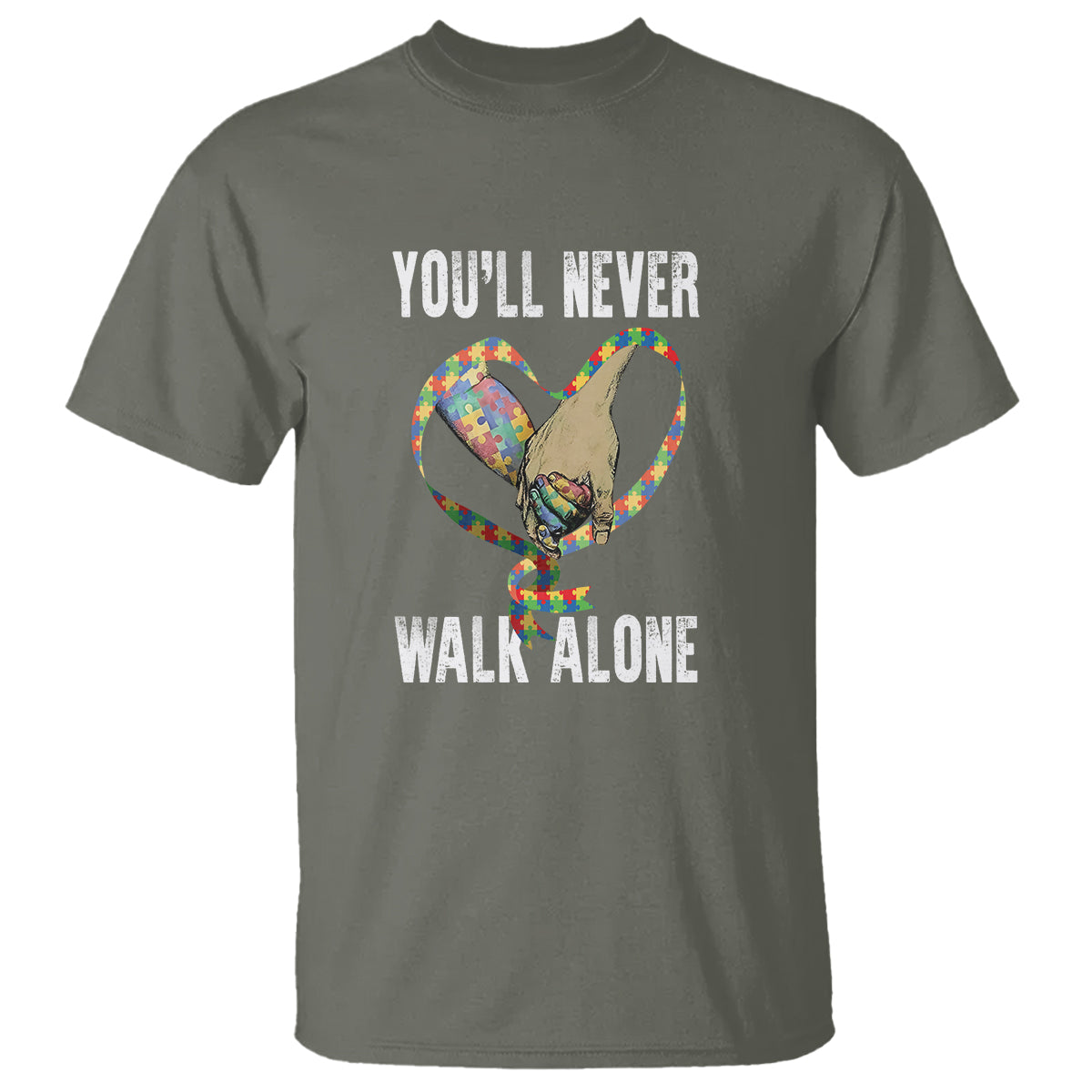 Autism Awareness T Shirt You'll Never Walk Alone Dad Support - Wonder Print Shop