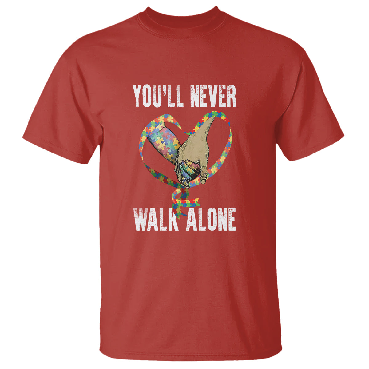 Autism Awareness T Shirt You'll Never Walk Alone Dad Support - Wonder Print Shop