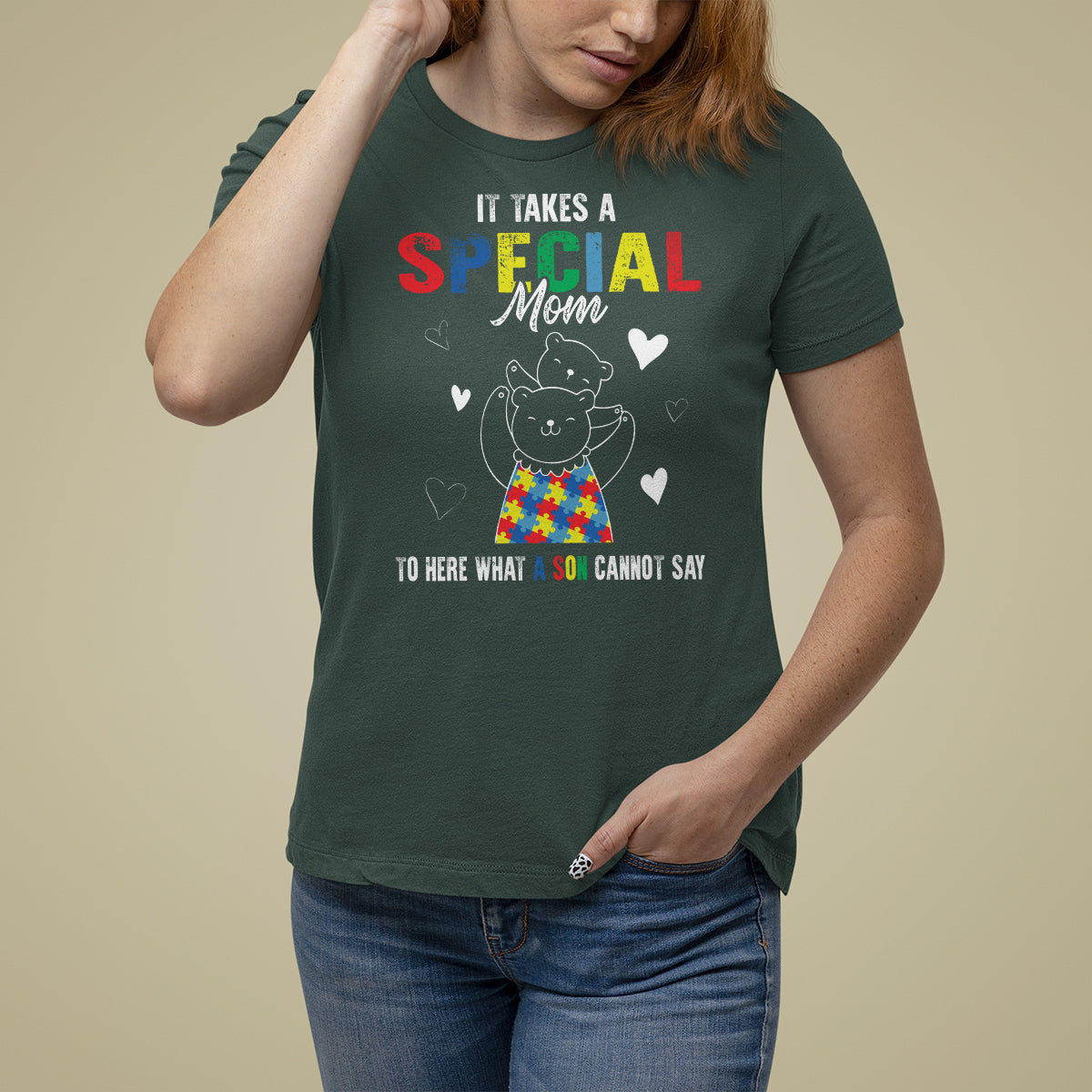 Autism Awareness T Shirt For Women It Takes A Special Mom To Hear What A Son Cannot Say - Wonder Print Shop