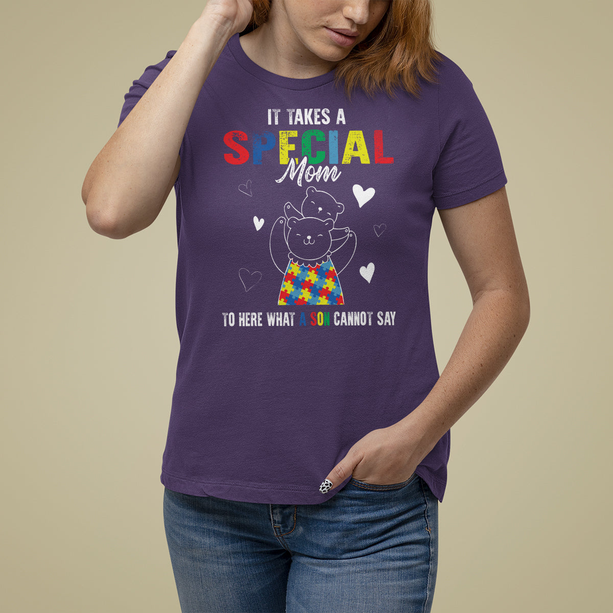Autism Awareness T Shirt For Women It Takes A Special Mom To Hear What A Son Cannot Say - Wonder Print Shop