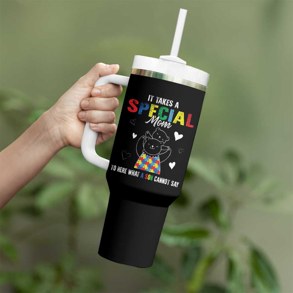Autism Awareness Tumbler With Handle It Takes A Special Mom To Hear What A Son Cannot Say
