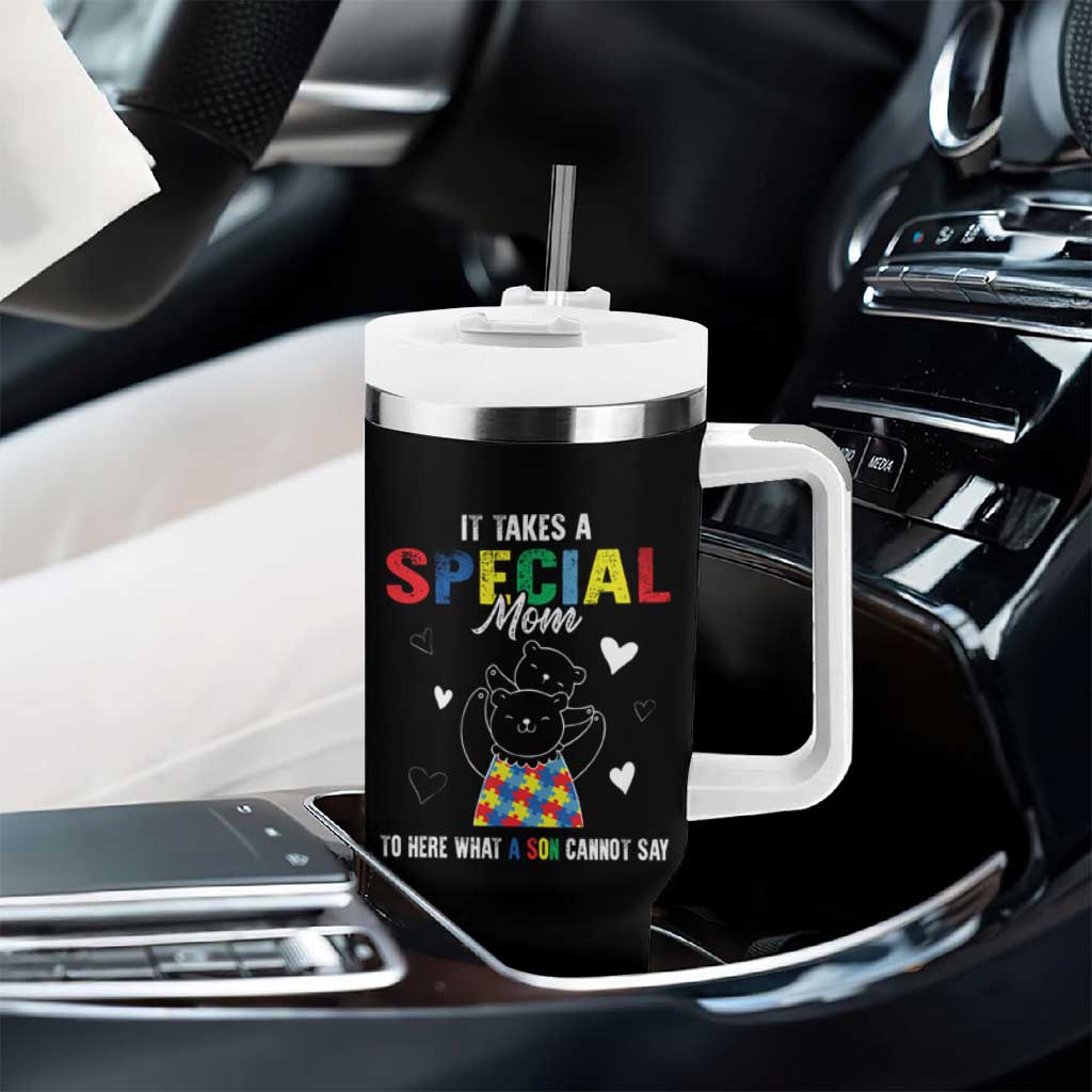 Autism Awareness Tumbler With Handle It Takes A Special Mom To Hear What A Son Cannot Say