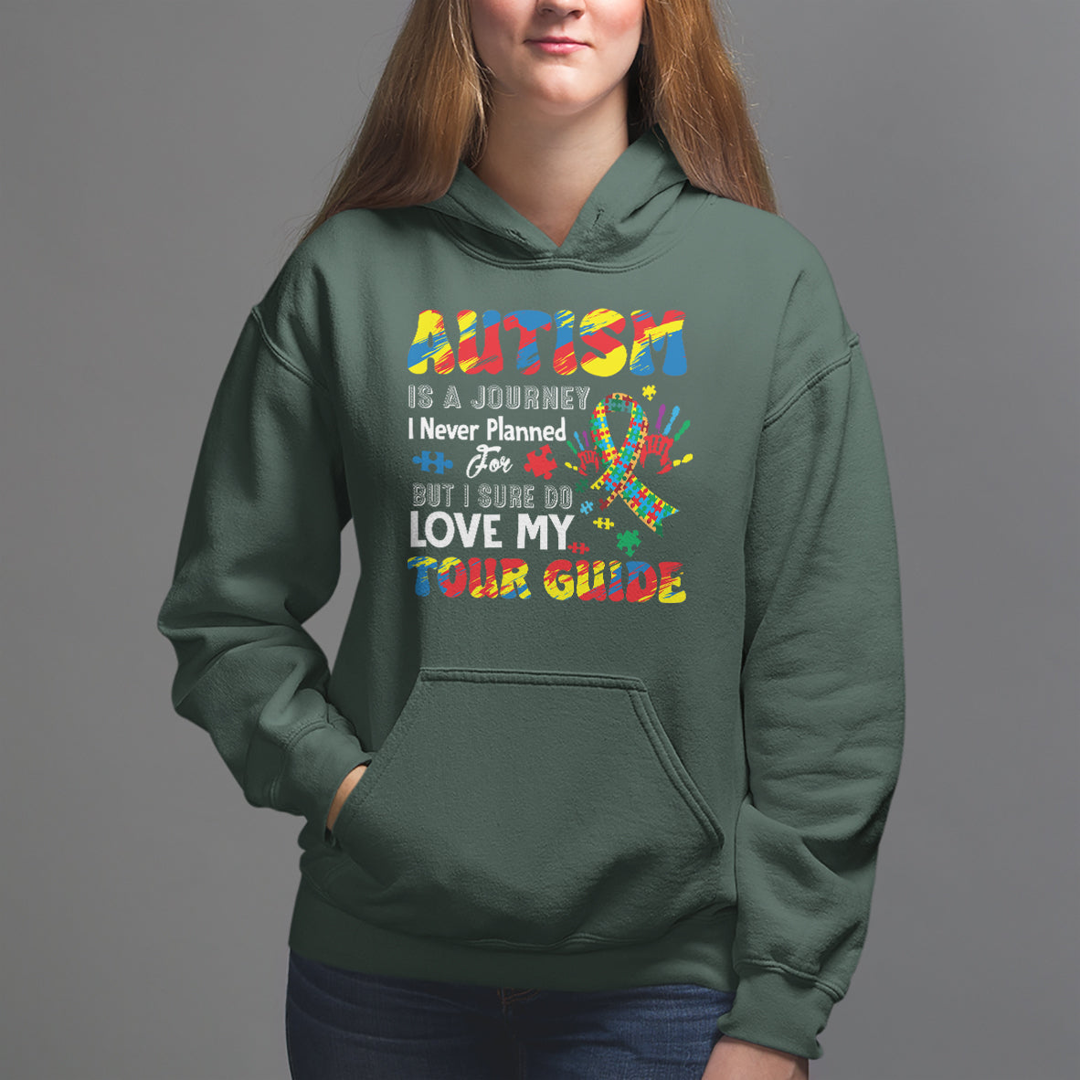 Autism Awareness Hoodie Autism Is A Journey I Never Planned For But I Sure Do Love My Tour Guide - Wonder Print Shop
