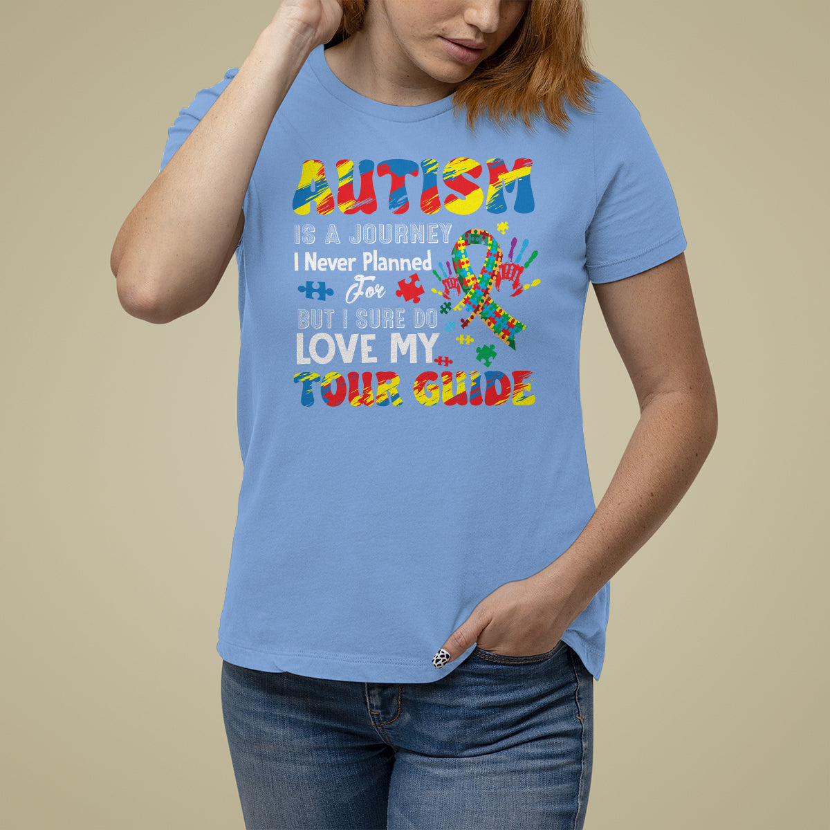 Autism Awareness T Shirt For Women Autism Is A Journey I Never Planned For But I Sure Do Love My Tour Guide - Wonder Print Shop